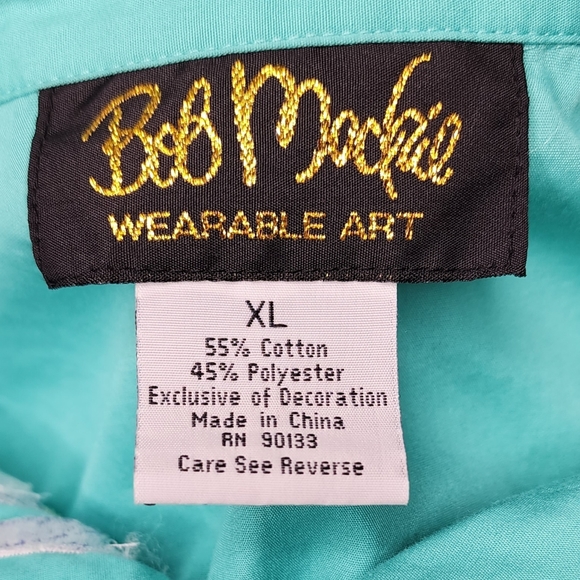 Bob Mackie Wearable Art Button Up Shirt With Embroidered Bows Around Neck Sz XL - Picture 9 of 9